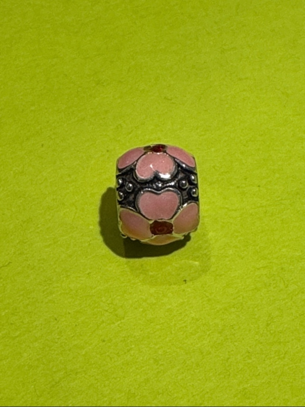 Pandora Pink Floral Enamel Charm Bead